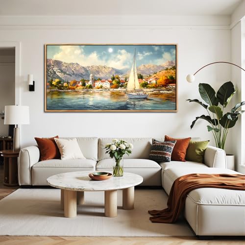 SERIMINO Modern Living Room Decoration Paintings, Large Frames for Decorative Canvas, Decorative Art Landscapes, Sailboat Paintings, Hallways Room, Bedrooms, Dining Room 73 x 146 cm