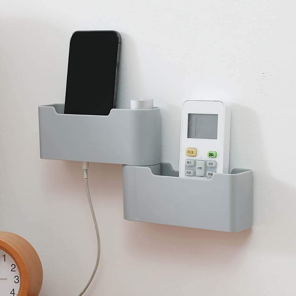Dayboom Remote Control Storage Box,Wall-Mounted Mobile Phone Holder,Plastic Adhesive Storage Box,Wall Hanging Media Organizer Box,Remote Control Holder with Hook