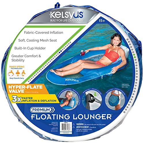 Kelsyus Premium Floating Lounger with Fast Inflation, Inflatable Recliner Chair, Lake & Pool