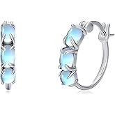 OUTANG Moonstone Hoop Earrings for Women 925 Sterling Silver Moonstone Huggie Hoop Earrings Jewelry Gift for Ladies