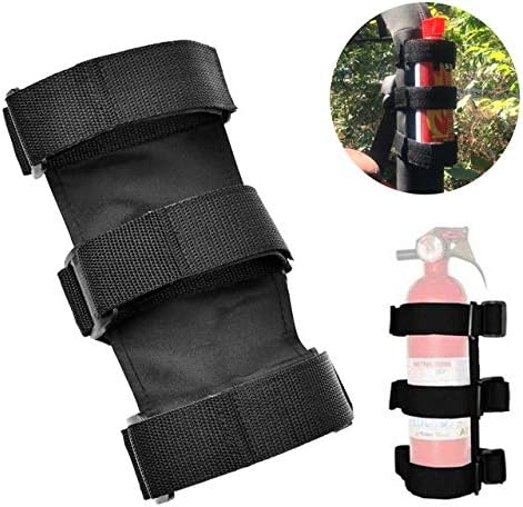DEDC Heavy Duty Unlimited Fire Extinguisher Holder Adjustable Roll Bar Mounted Durable Easy to Fit 3 Straps Design (Black 1)