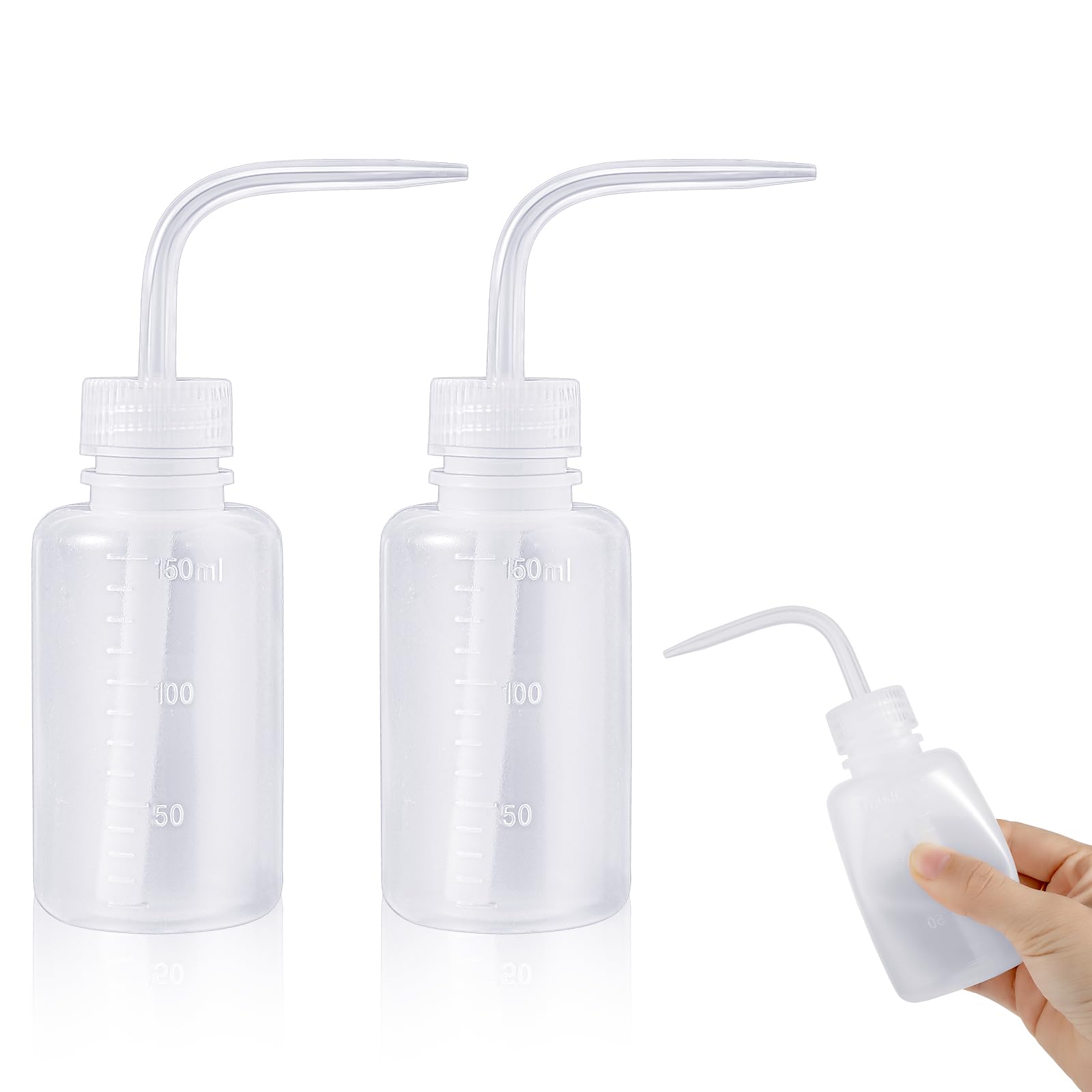 Qianyu 2PCS Safety Wash Bottle 150ml Bottle Accessories with Narrow Mouth Scale Labels Economy Plastic Natural Squeeze Wash Convenient Watering Tool for Medical Succulent Plant Cleaning