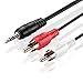 TNP 3.5mm to RCA Audio Cable (15 Feet) Bi-Directional Male to Male Nickel Plated Connector AUX Auxiliary Headphone Jack Plug Y Adapter Splitter Converter to Left/Right Stereo 2RCA Wire Cord
