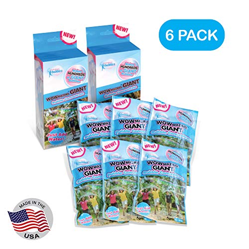 WOWMAZING Giant Bubbles Solution Concentrate - Making Ginormous Bubbles (6 Pouches) - Just Add Water - Made in USA