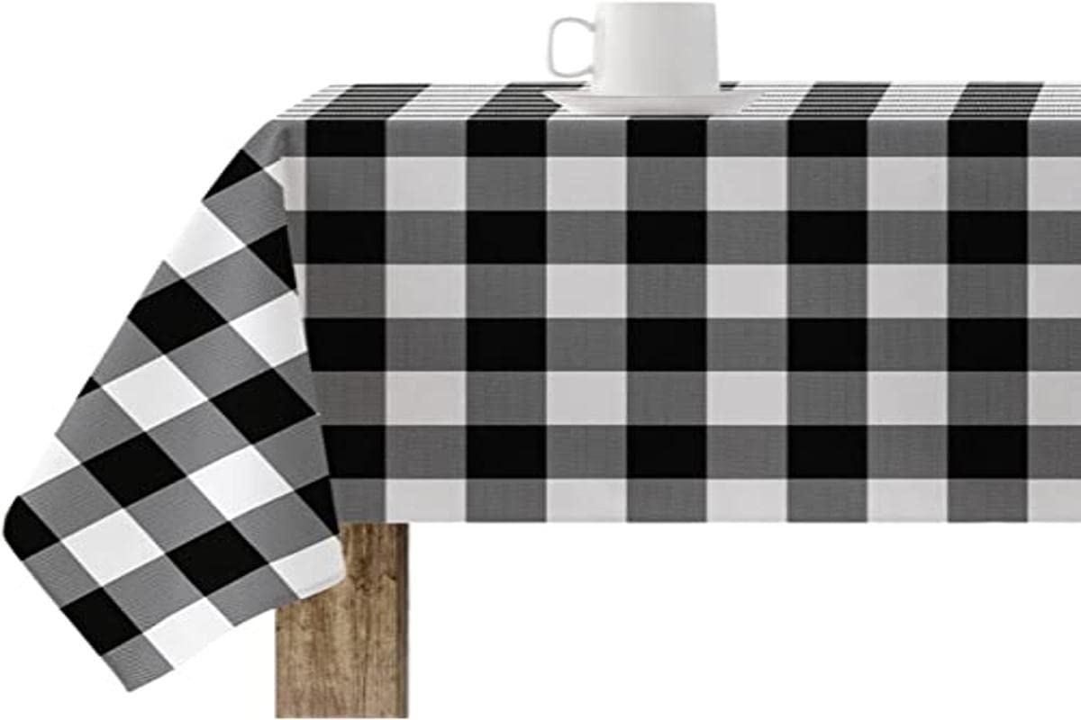 BELUM | Resinated Tablecloth Stain Resistant Paintings 0120-101, Tablecloth Plaid Vichy size; 100x140 cm, Tablecloth Anti Stain NO Rubber, Tablecloth Vichy Black, Tablecloth Fabric 100% organic cotton