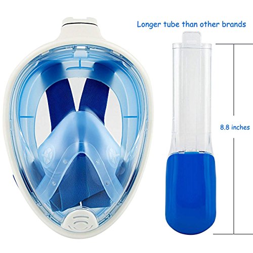 YOOCOOL Full Face Snorkel Mask Foldable 180° Panoramic View Diving Scuba Mask Free Breathing Full Face Snorkeling Mask with Waterproof Phone Bag (Sea Blue, Large/Extra Large) - Thumbnail 4