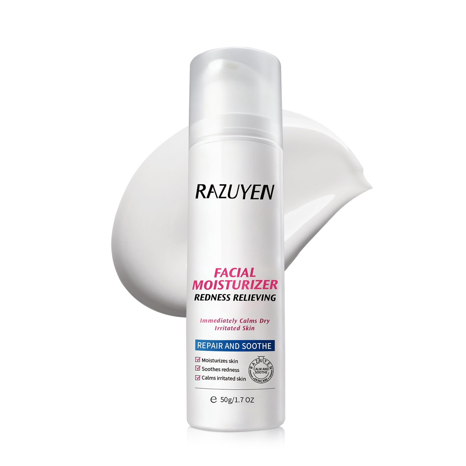 RAZUYEN Ceramide Moisturiser, Calm Face Cream for Sensitive Skin, Soothes and Anti Redness Cream for Face Day and Night Skincare, Non Comedogenic, 1.7 oz