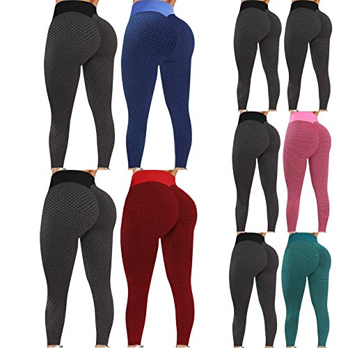 Ymibull 2PC Womens Stretch Yoga Leggings Fitness Running Gym Sports Active Pants Ladies Leggings(Dark Gray,M)