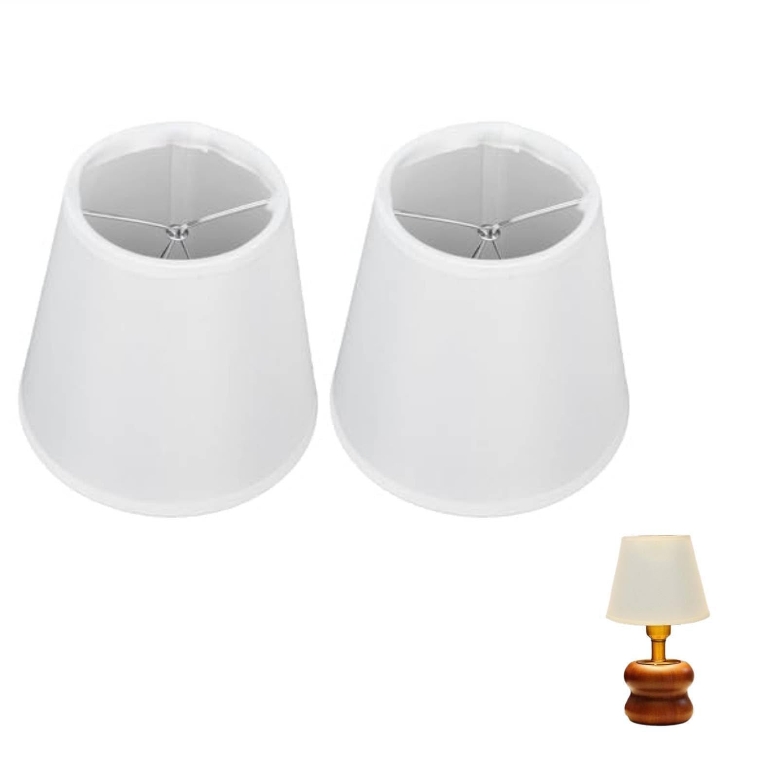 Set of 2 Clip LampShades, Clip On Lamp Shade Small Candle Crystal Chandelier for E14 Bulbs Small LampShade for Table Lamps Mini (White), 9.2x14.2x13cm