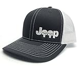 Jeep Logo With Punisher Skull Symbol Left Panel Embroidered Mesh/Twill Cap (White/Charcoal)