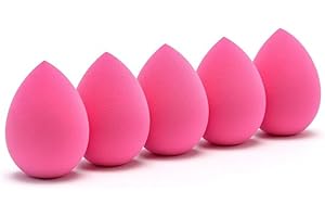 Generic Ultra Soft Makeup Sponges Blender, Teardrop Shape, Non-Latex Foam Material, Pink, 5 Pack