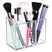 mDesign Small Plastic Self Adhesive Bathroom Vanity Cosmetic Organizer - Wall Mount Holder for Hair Care, Jewelry, Cotton Swabs, Makeup Brushes, Mascara, Lip Gloss - 3 Compartments - 2 Pack - Clear