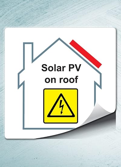 Customark Solar PV on Roof Warning Labels 100mm x 100mm Self Adhesive Pack of 12