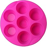 SHEbaking Silicone Muffin Pans for Air Fryer 7 Cavity Muffin Tray Cupcake Pan Nonstick Brownie Cake Mold Round Pudding Recipe