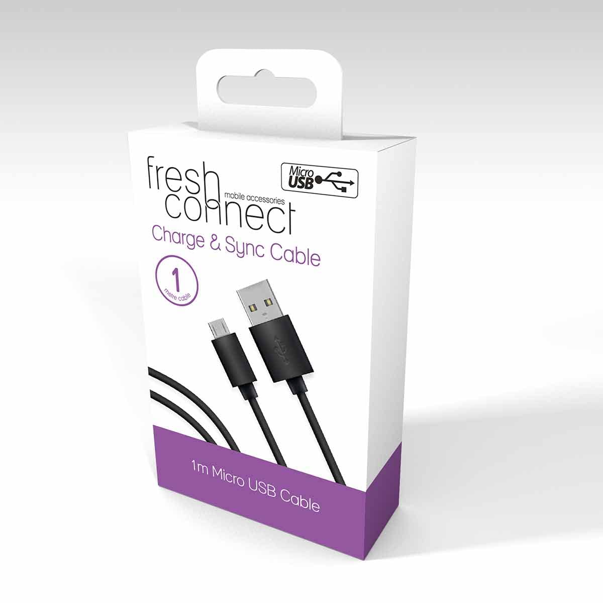 Fresh Connect | 1m USB A to Micro USB Cable | Black | Compatible with Samsung Galaxy S7, S6, J7, Note 5, Kindle, Xbox One, PS4, Nexus