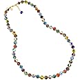 Glass Of Venice Murano Glass Necklace Longer Length 24-Inch Plus Extender - Multicolor Italian Millefiori Beads Handmade Blown Glass - Murano Glass Necklaces for Women