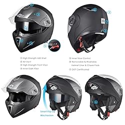 AHR Motorcycle Helmet Dual Visor Modular Flip up