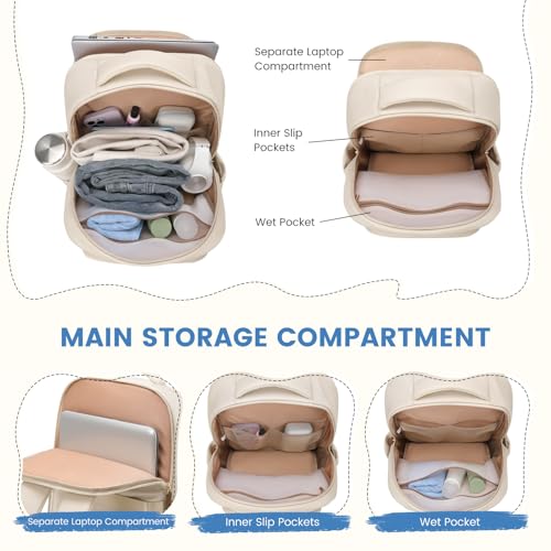 GOLF SUPAGS Insulated Backpack, 16 Inch Computer Backpack, Lunch Backpack with Insulated Compartment, for Camping, Travel, College Work (Abricot)