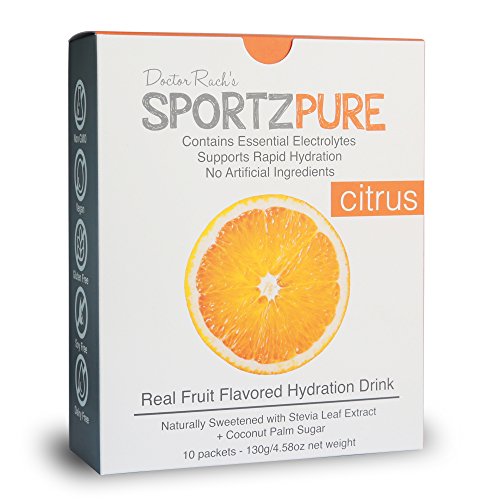 SportzPure Citrus Real Fruit Flavored Hydration Drink Naturally Sweetened with Stevia Leaf Extract + Coconut Palm Sugar