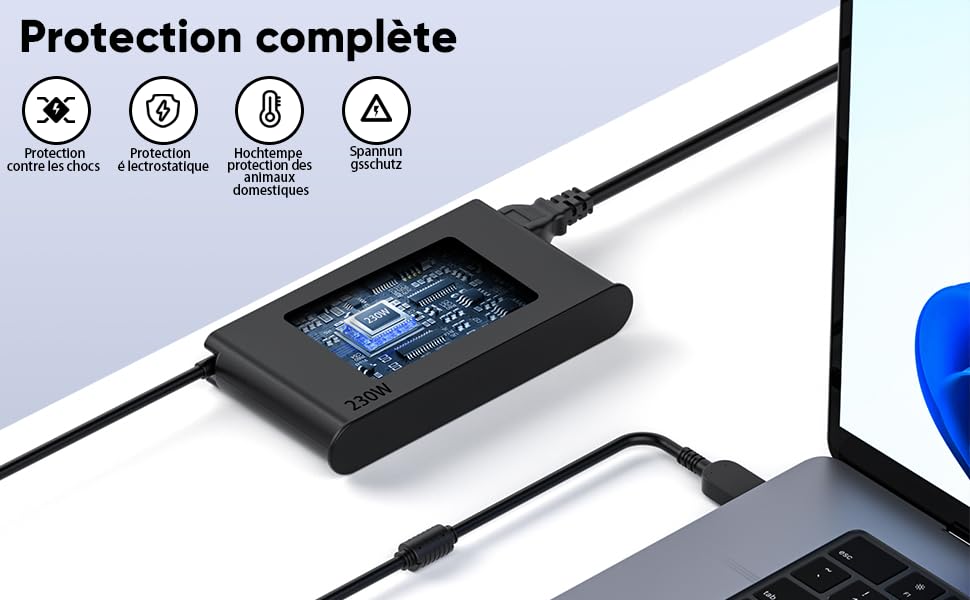 Chargeur 230W Legion Slim 5 Alimentation pour Lenovo Legion 5 7 5P C7 S7 Y520 Y540 Y545 Y740 Y730 Y900 Y910 Y920 Y7000 Y7000P ThinkPad P15 P16 P73 P72 P71 P53 P52 LOQ 15IRX9 ADL230NLC3A Adaptateur