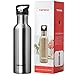 TOPOKO 25 Oz Single Wall Stainless Steel Water Bottle Sports Bottle Flip Top Spout With Nylon Sleeve