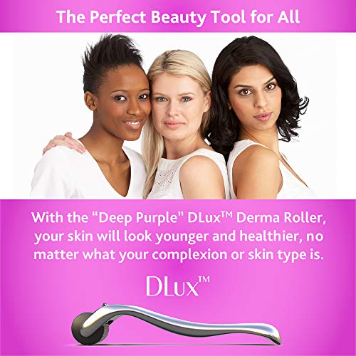 Microneedle Derma Roller with Protective Kit and Ebook :: New 2019 Model :: Stainless Steel 0.25mm Microneedles :: 540 Exfoliating Needles :: Micro Roller for Face ::"Deep Purple" Beauty Roller