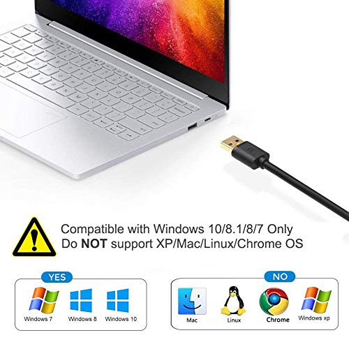 USB to HDMI Adapter Video Cable with Audio(6FT/2M),FOINNEX USB 3.0 to HDMI Converter Lead for Windows 10/8.1/8/7 Surface Pro PC Laptop to TV Monitor(NOT Support XP/Mac OS/Vista) Male to Male,1080P