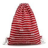 Drawstring Bag, Ammazona Womens Canvas Backpack Fashion Drawstring Backpack (Red)