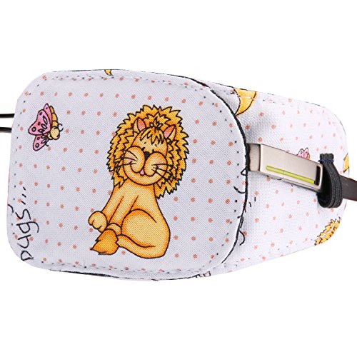 Plinrise Cartoon Pure Cotton Reusable Eye Patches - Amblyopia Eye Patches For Glasses, Strabismus, Lazy Eye Patch For Children,Vision Care Eye Mask (Lion left) - Thumbnail 3