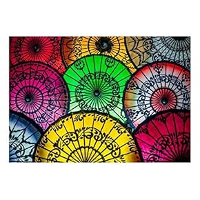 Wall26 - Colorful Asian Umbrellas with Patterned Designs - Wall Mural, Removable Sticker, Home Decor - 66x96 inches