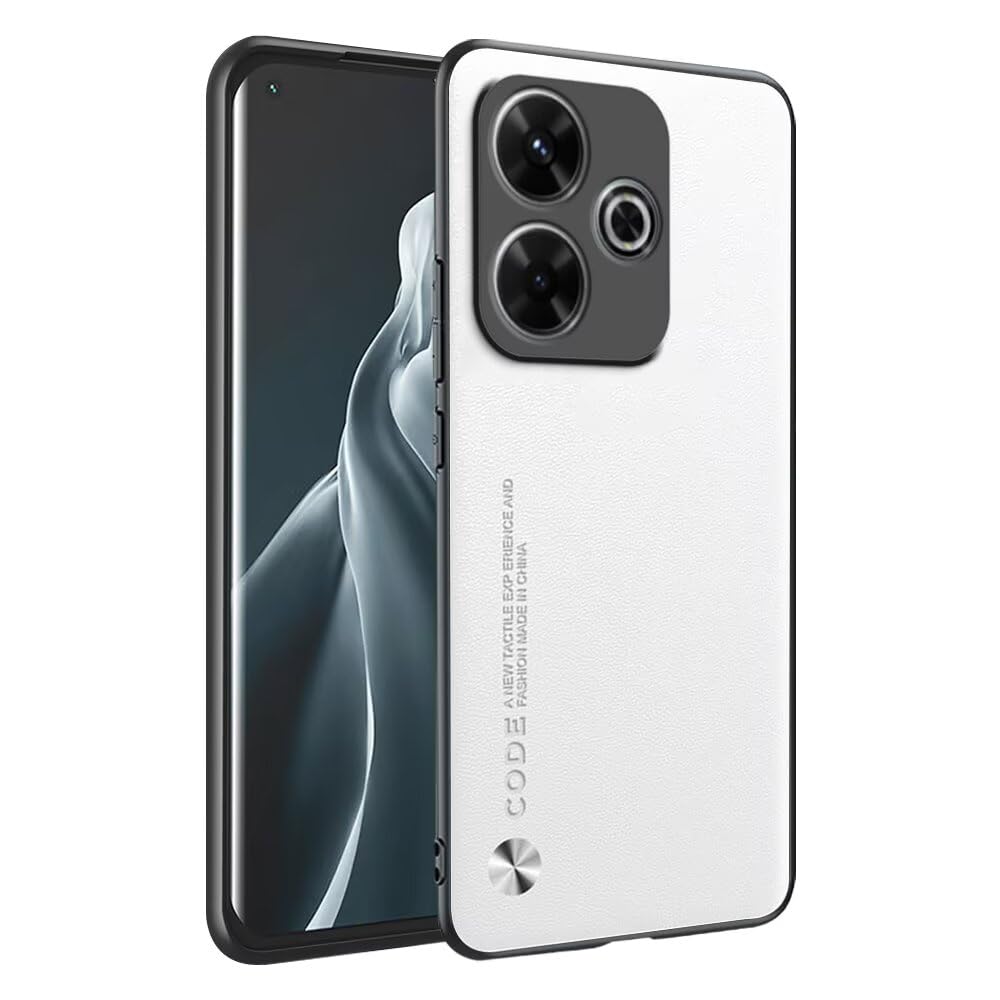 HAFFAN Phone Case Protective Cover Designed for Redmi 13 (4G) / POCO M6 (4G) / Redmi 13 5G / POCO M6 Plus 5G (6.79" inches), Imitation Leather Style - White