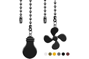 Akahttbn Ceiling Fan Chain Extender Set, 12 Inch Ornaments Extension Chains with Decorative Light Bulb and Fan Cord, Black Copper