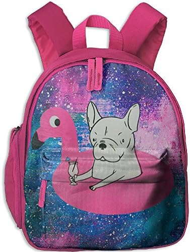 Frenchie Flamingo Pool Float Toddler Printed School Bags Shoulder Backpack Bookbag