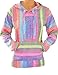 Baja Hoodie Rainbow Mexican Drug Rug Pullover Poncho Sweatshirt