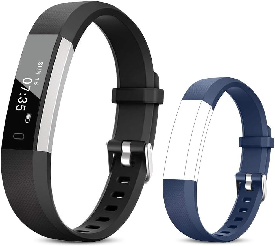 Unisex-Adults Fitness Tracker Watch with Pedometer, Calorie Counter, Step Counter Watch,Slim Waterproof Activity Tracker with Sleep Monitor and Vibrating Alarm Clock \Black and Blue