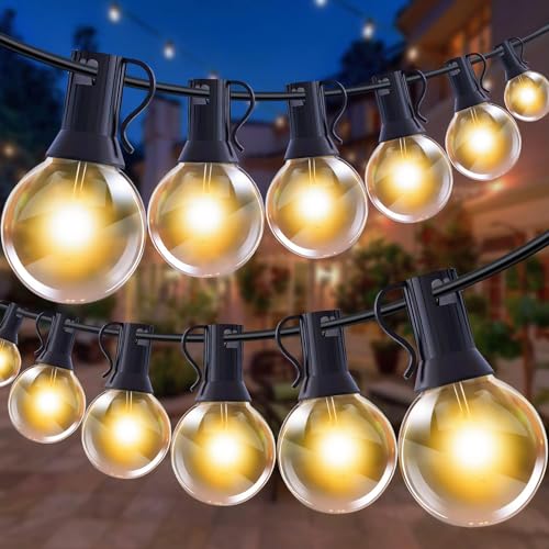 LED Lichterkette Außen - 45M Outdoor Lichterkette Strom 58+2 LED Glühbirnen Wetterfest IP44 Wasserdicht Balkon Lichterketten Innen Aussen Lichterkette