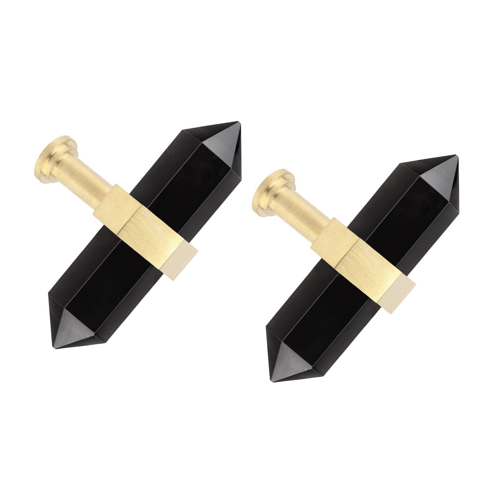 mookaitedecor Set of 2 70mm Black Obsidian Crystal Stone Wands Drawer Knobs with Screws, Healing Crystal Gifts, Semi Preicous Stones Quartz Pull Handles for Cabinet Cupboard Wardrobe Home Decor