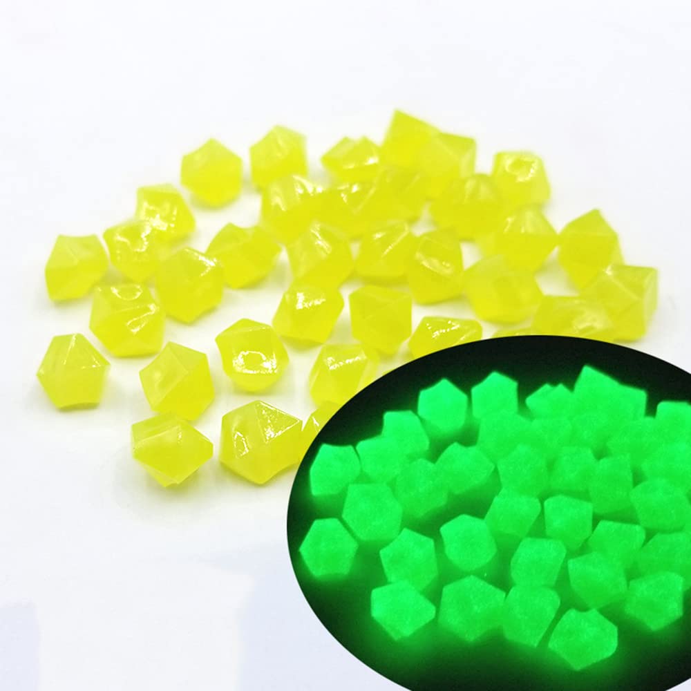 300pcs Luminous Stones Decorative Aquarium Stones Luminous Gravel Decorative Stones Natural Garden Decoration Stones for Garden Terrarium Walkways Flower Bed Patio Bed Lawn Nursery Decor Plants Yellow