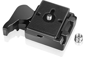 UTEBIT 323 RC2 Quick Release Plate, Metal Rapid Adapter with 1/4" and 3/8" Camera Screw Tripod Mount Plate Fit for Manfrotto 200PL-14 Ball Head Tripod DSLR Cameras