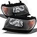 AKKON - For Mitsubishi Montero Sport OE Replacement Amber Black Bezel Headlights Driver/Passenger Head Lamp Pair