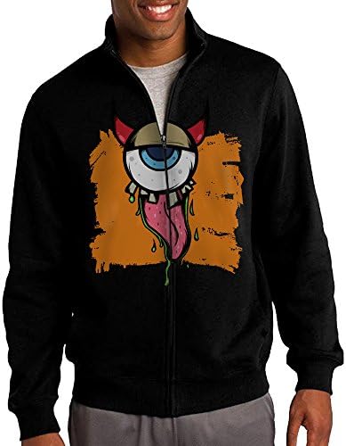 Jacob Men's Sweatshirt Horrifying Eye Full-zip Hoodie Jacket XXL Black