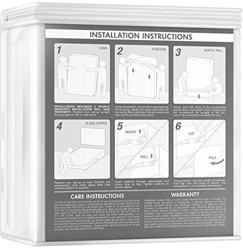 HOSPITOLOGY PRODUCTS Sleep Defense System - Zippered Box Spring Encasement - Full/Double - Bed Bug & Dust Mite Proof - Hypoallergenic - 54" W x 75" L - Low Profile 6"