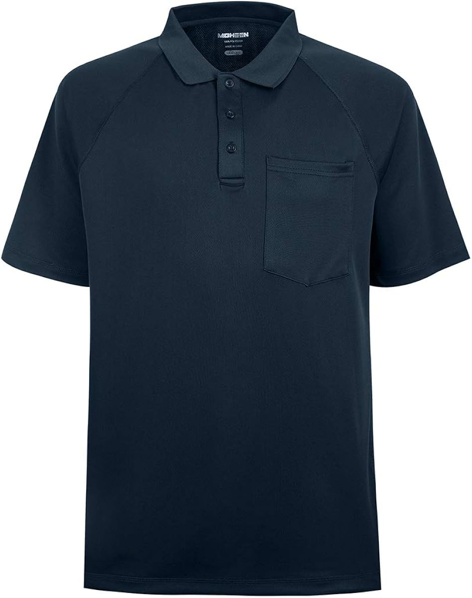 Men's Short Sleeve Moisture Wicking Performance Golf Polo Shirt Solid Color with Pocket: Clothing