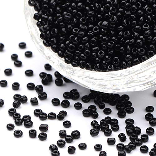 Perlin Pack of 1100 Glass 4 mm Pony Beads, Choice of Colours (Black Opaque) — image 1