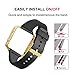 GHIJKL Compatible Fitbit Blaze Slim Bands with Frame, TPU Replacement Sport Strap with Gold Frame for Fitbit Blaze Smart Fitness Watch, Large Small, Black