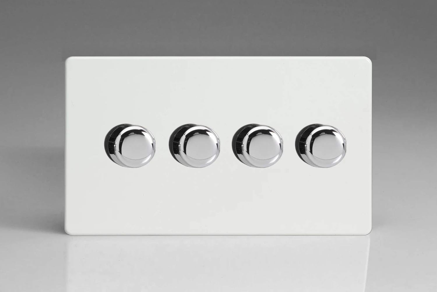 Varilight 4-Gang 2-Way V-Pro Push On/Off Rotary LED Dimmer 4 x 0-120W (Twin Plate) Premium White, 86x147x48mm