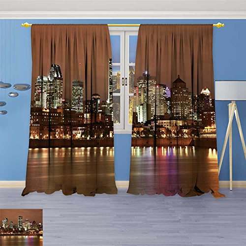 Socomimi Room Darkening Window Curtains Montreal Skyline At Night