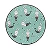 Naivey Round Area Rugs Animal Bunny Mermaid 3 Feet Non Slip Round Rug Soft Carpet Floor Mat Rugs for Living Room Bedroom