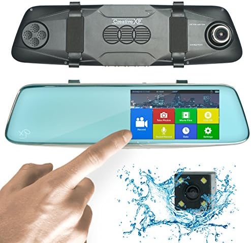 Luna Technologies HD Front and Rear Dash Camera | 1296P Mirror Dash Cam Pro 13MP | 5” Touch Dual View Dashcam with SONY Night Vision, Backup Parking and Loop Recording | BONUS Hardwire Kit