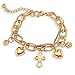 Cross Heart Stainless Steel Bracelets Adjustable Double-deck Chain Charm Love Gold Long Bangle Bracelets for Women Girls
